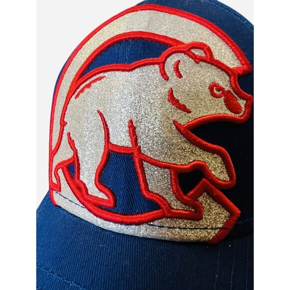 Chicago Cubs MLB New‎ Era Glitter Blue Womens Strapback  Baseball Cap Hat - Picture 2 of 8